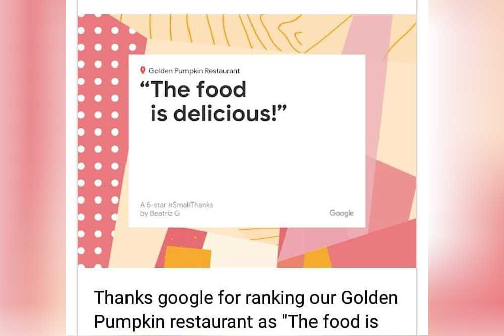 Since 2019, our restaurant has earned Google recognition